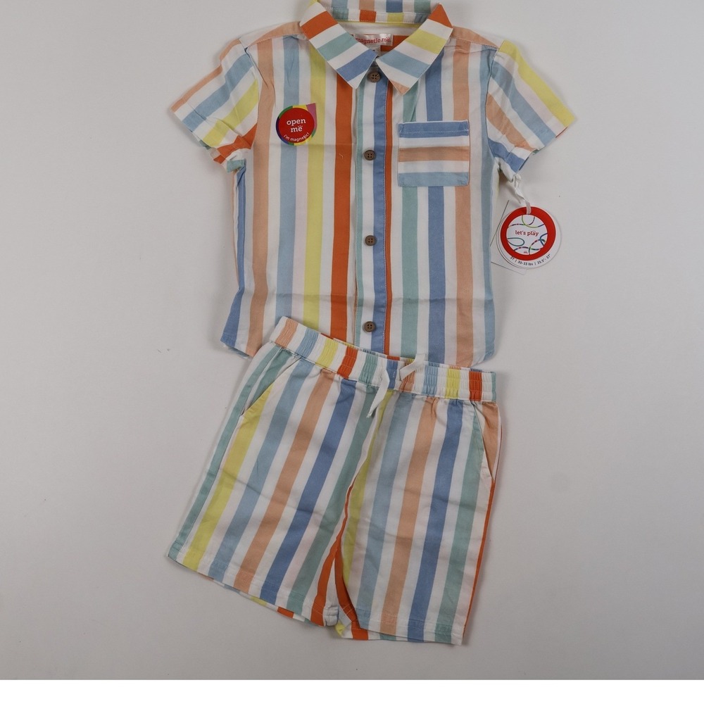 Magnetic Me Short Set Multi Stripe 3T Cotton NWT